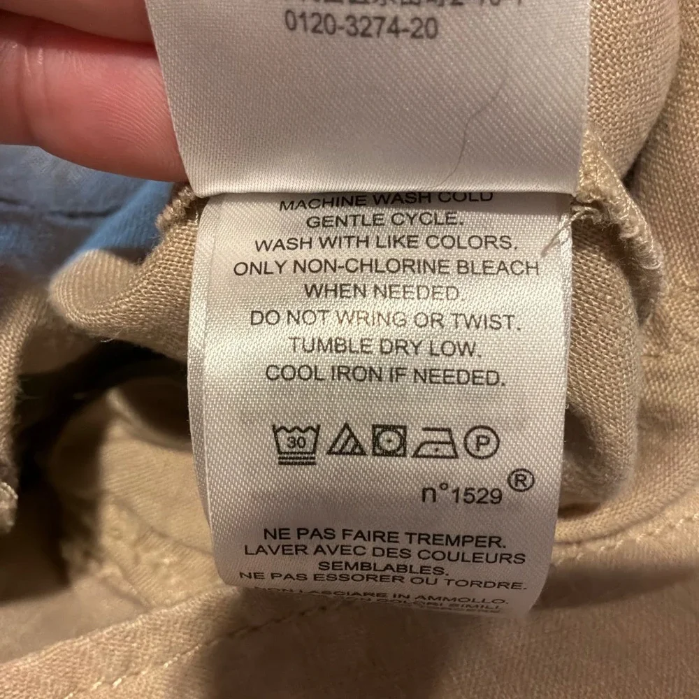 Ralph Lauren Womens Utility Shorts 14 100% Linen Khaki High Rise Beach READ
